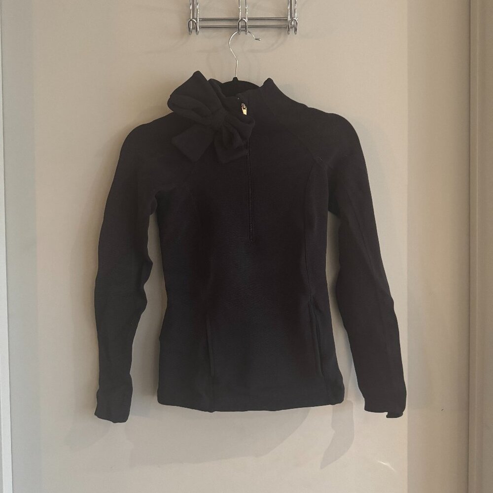 Kate Spade x Beyond Yoga Black Bow Neck Quarter Zip